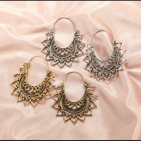 NEW Silver Boho Earrings Bohemian Antiqued Silver - Picture 5 of 7